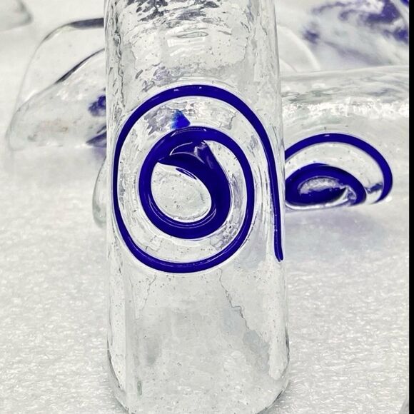 Blue Swirl Fused Blown Art Glass Napkin Sleeve Holders (8) - Picture 7 of 14